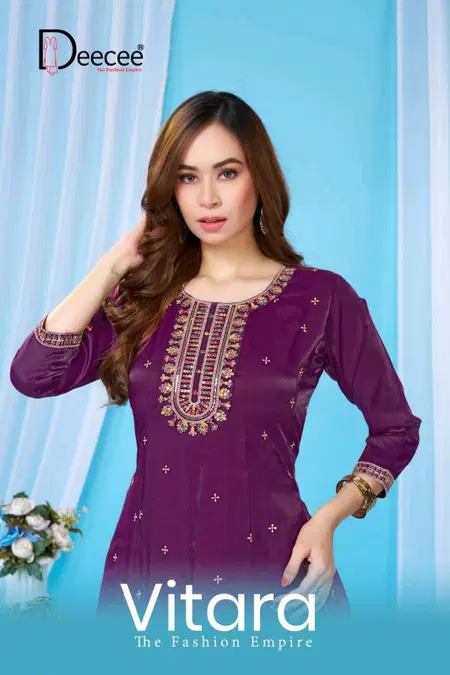 Vitara By Deecee Roman Glass Embroidery Anarkali Kurtis
